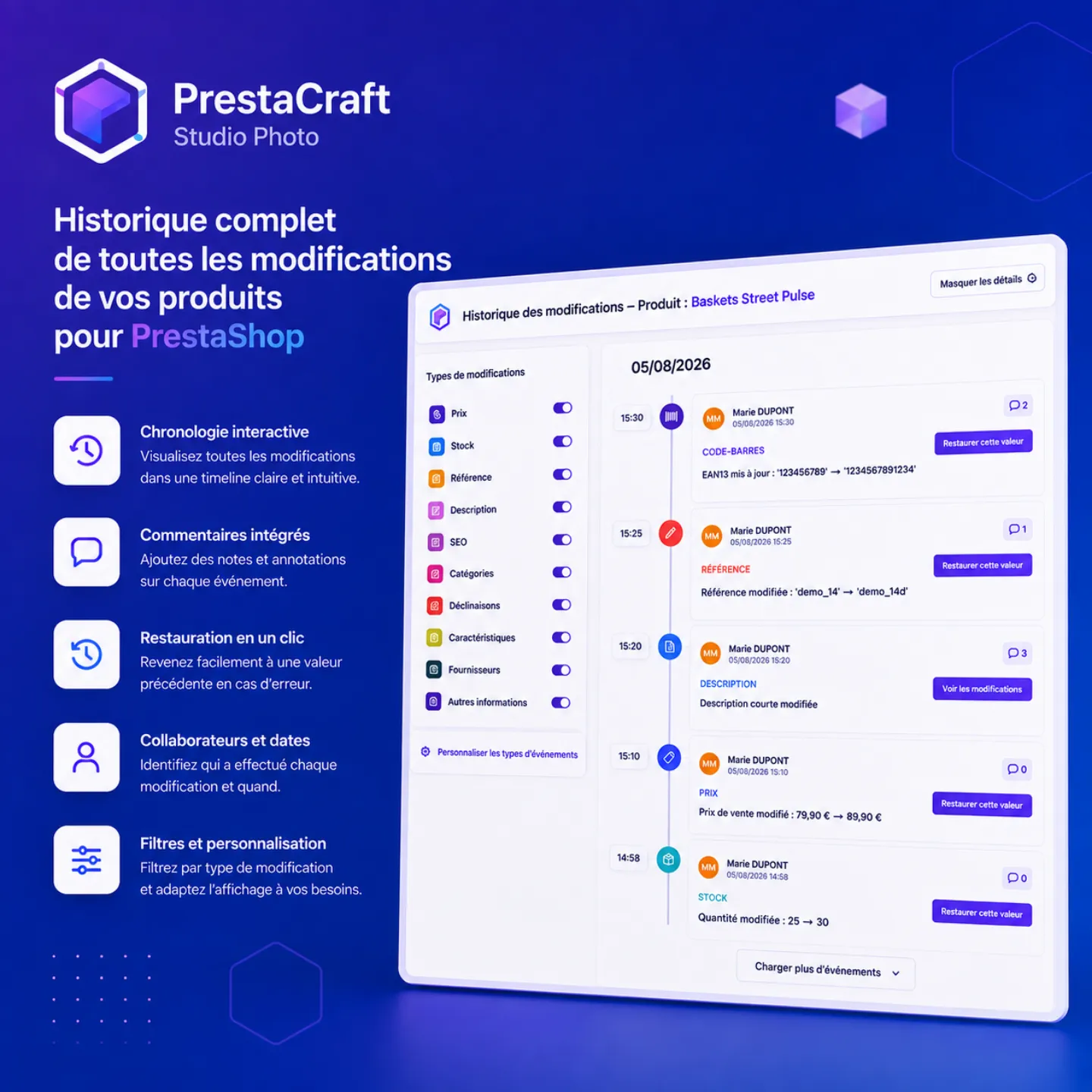 Advanced Product History Timeline for PrestaShop