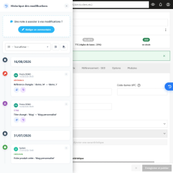 Historique avancé des modifications produit pour prestashop
