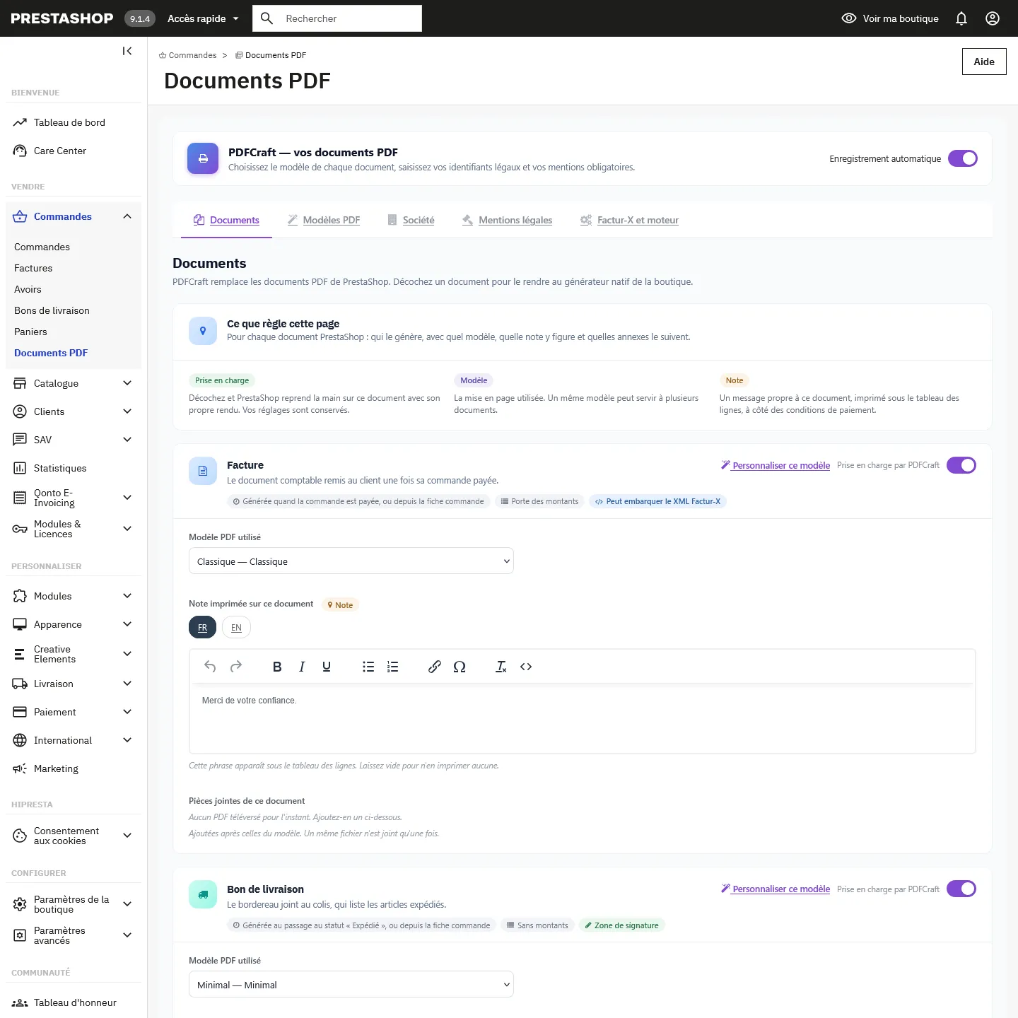 PDFCraft pour PrestaShop