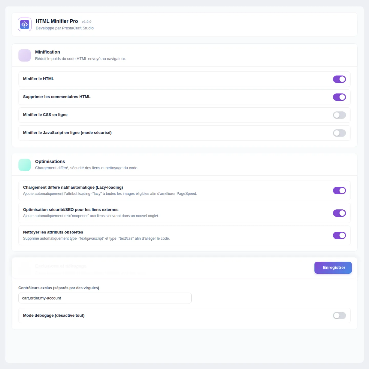 HTML Minifier pour PrestaShop
